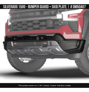 Front Bumper Guard with Skid Plate for Chevrolet Silverado 1500 LT WT Custom Custom Trail Boss 2022 2023+ 