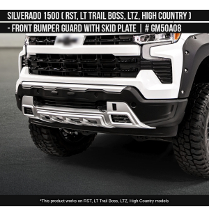 Chevrolet Silverado 1500 2022-2025 Front Bumper Guard with Skid Plate RST LT Trail Boss LTZ High Country 
